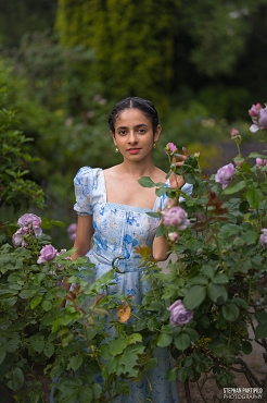 Madhura x Cloudy Overcast Evening With Blue Dress In The Gardens